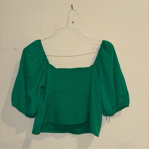 NWT | Abercrombie | Green | Puff Sleeve Corset Sweetheart Top - Picture 4 of 5